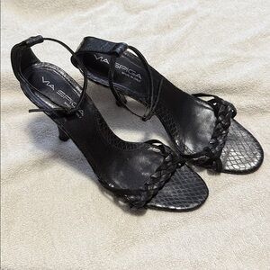 Via Spiga Black Braided Sandals